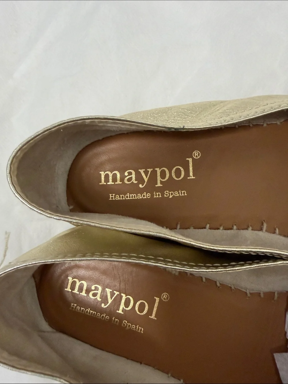 Maypol Metallic Gold Espadrille Slip-Ons for Women